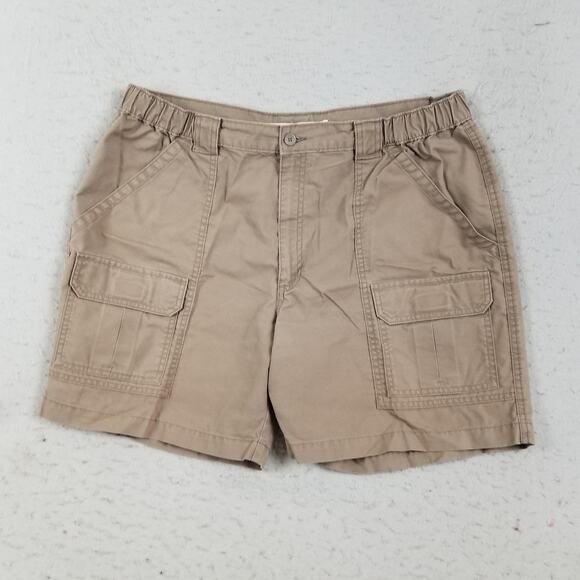 Savane Shorts Mens 38 Khaki Cargo Elastic Waist Zip Fly Pockets Casual SESB0105 - Picture 1 of 15